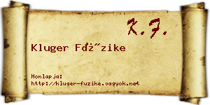 Kluger Füzike névjegykártya